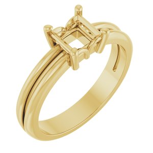 14K Yellow Gold 5x5 mm Square Ring Mounting – image 2
