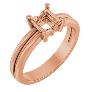 14K Rose Gold 5x5 mm Square Ring Mounting – image 2