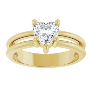 18K Yellow Gold 6x6 mm Heart Ring Mounting – image 5
