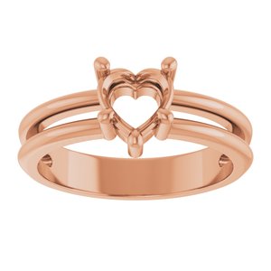 18K Rose Gold 6x6 mm Heart Ring Mounting – image 6