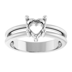14K White Gold 6x6 mm Heart Ring Mounting – image 6