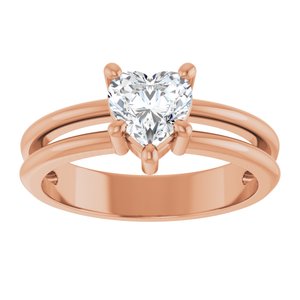 10K Rose Gold 6x6 mm Heart Ring Mounting – image 5