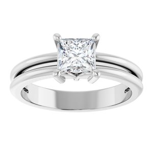18K White Gold 5x5 mm Square Ring Mounting – image 5