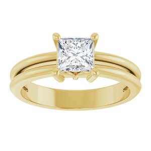 14K Yellow Gold 5x5 mm Square Ring Mounting – image 5