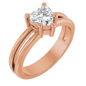 18K Rose Gold 6x6 mm Heart Ring Mounting