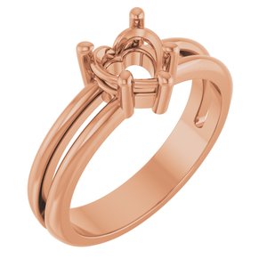 18K Rose Gold 6x6 mm Heart Ring Mounting – image 2