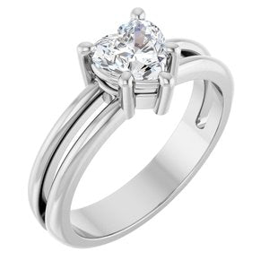 14K X1 White Gold 6x6 mm Heart Ring Mounting