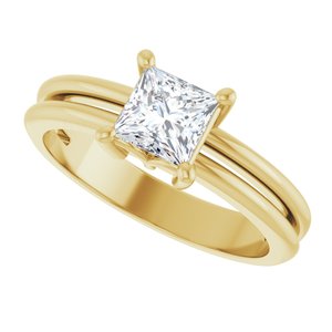 18K Yellow Gold 5x5 mm Square Ring Mounting – image 8