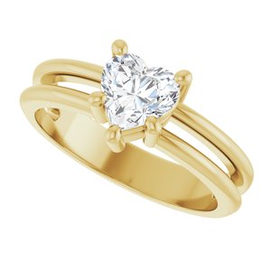 10K Yellow Gold 6x6 mm Heart Ring Mounting – image 8