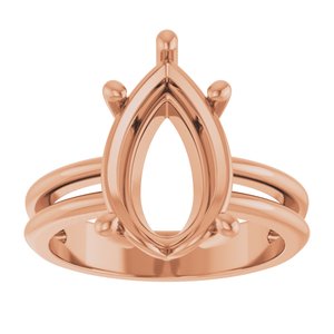 14K Rose Gold 14x9 mm Pear Ring Mounting – image 6