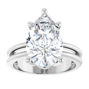 10K White Gold 14x9 mm Pear Ring Mounting – image 5