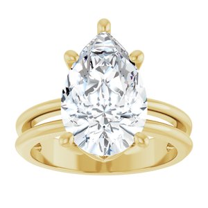 10K Yellow Gold 14x9 mm Pear Ring Mounting – image 5