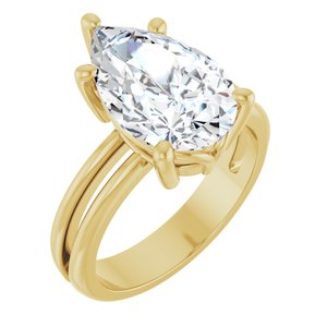 10K Yellow Gold 14x9 mm Pear Ring Mounting