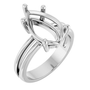 Platinum 14x9 mm Pear Ring Mounting – image 2