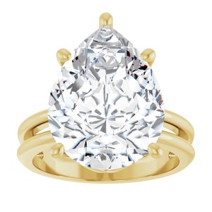 18K Yellow Gold 16x12 mm Pear Ring Mounting – image 5