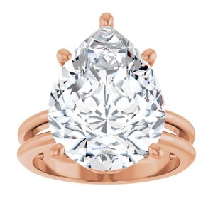 18K Rose Gold 16x12 mm Pear Ring Mounting – image 5