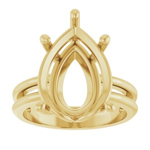 14K Yellow Gold 16x12 mm Pear Ring Mounting – image 6