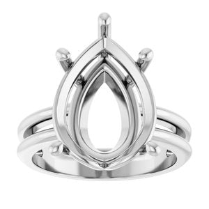 Sterling Silver 16x12 mm Pear Ring Mounting – image 6