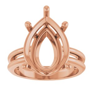18K Rose Gold 16x12 mm Pear Ring Mounting – image 6