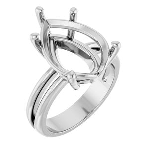 14K X1 White Gold 16x12 mm Pear Ring Mounting – image 2