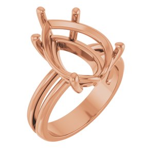 18K Rose Gold 16x12 mm Pear Ring Mounting – image 2