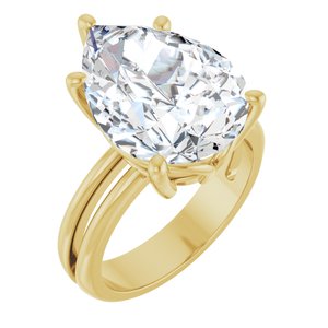 18K Yellow Gold 16x12 mm Pear Ring Mounting