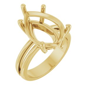 18K Yellow Gold 16x12 mm Pear Ring Mounting – image 2