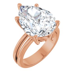 18K Rose Gold 16x12 mm Pear Ring Mounting