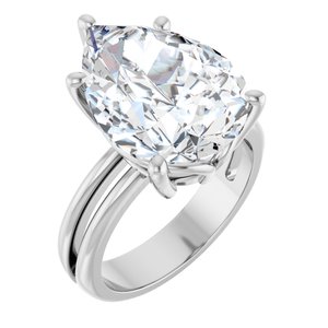 Sterling Silver 16x12 mm Pear Ring Mounting