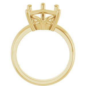 14K Yellow Gold 16x12 mm Pear Ring Mounting – image 4