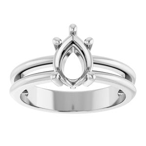 10K White Gold 8x6 mm Pear Ring Mounting – image 6