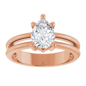 18K Rose Gold 8x6 mm Pear Ring Mounting – image 5