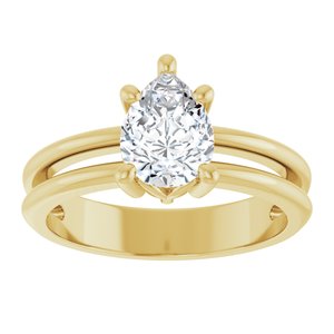 14K Yellow Gold 8x6 mm Pear Ring Mounting – image 5