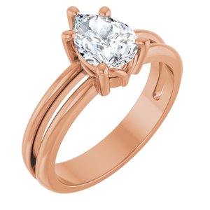 10K Rose Gold 8x6 mm Pear Ring Mounting