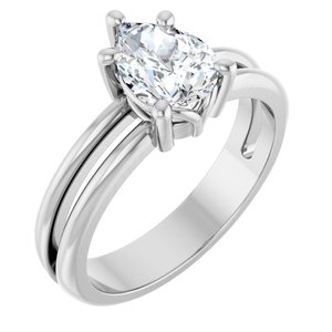 14K White Gold 8x6 mm Pear Ring Mounting