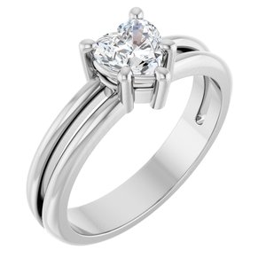 10K White Gold 5.5x5.5 mm Heart Ring Mounting