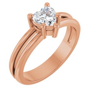 14K Rose Gold 5.5x5.5 mm Heart Ring Mounting
