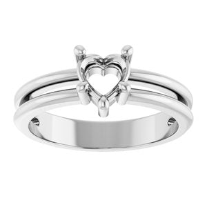 10K White Gold 5.5x5.5 mm Heart Ring Mounting – image 6