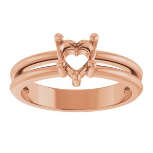 14K Rose Gold 5.5x5.5 mm Heart Ring Mounting – image 6