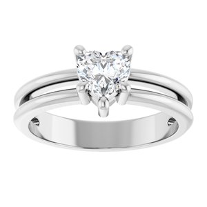 14K X1 White Gold 5.5x5.5 mm Heart Ring Mounting – image 5
