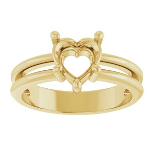 10K Yellow Gold 7x7 mm Heart Ring Mounting – image 6