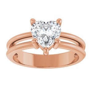 14K Rose Gold 7x7 mm Heart Ring Mounting – image 5