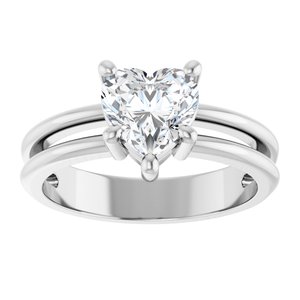 14K White Gold 7x7 mm Heart Ring Mounting – image 5