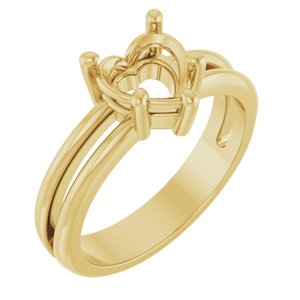 10K Yellow Gold 7x7 mm Heart Ring Mounting – image 2