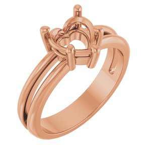 10K Rose Gold 7x7 mm Heart Ring Mounting – image 2