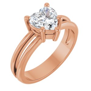 18K Rose Gold 7x7 mm Heart Ring Mounting