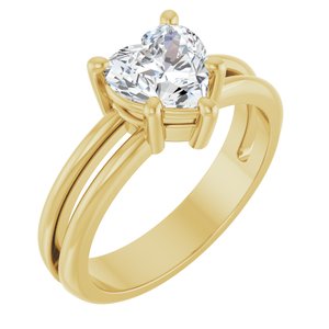 10K Yellow Gold 7x7 mm Heart Ring Mounting