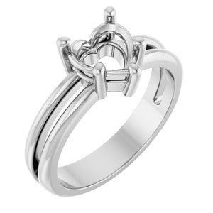 Platinum 7x7 mm Heart Ring Mounting – image 2
