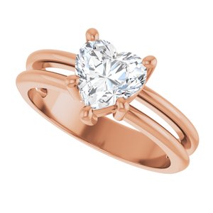 18K Rose Gold 7x7 mm Heart Ring Mounting – image 8