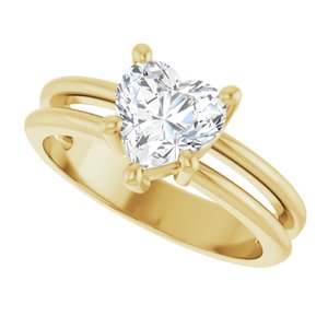 10K Yellow Gold 7x7 mm Heart Ring Mounting – image 8